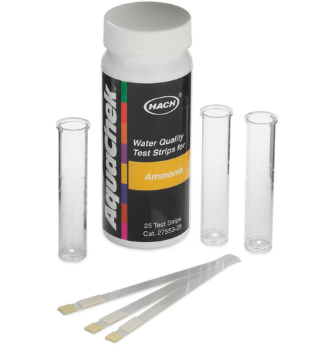 HACH Ammonia (Nitrogen) Test Strips, 0-6.0 mg/L, 25/PK