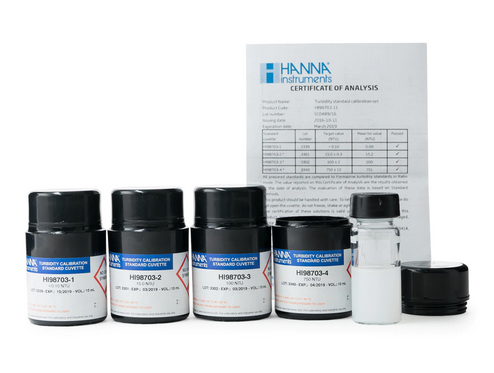 Turbidity Calibration Standards, Set of 4, for Hanna HI93414 and HI98703 Meters, Hanna Instruments, HI98703-11