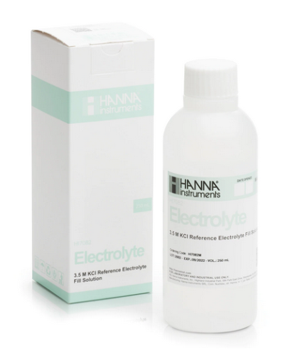 Electrolyte Solution, 3.5M KCl for Refillable Double Junction pH/ORP Electrodes, 230 mL, Hanna Instruments, HI7082M