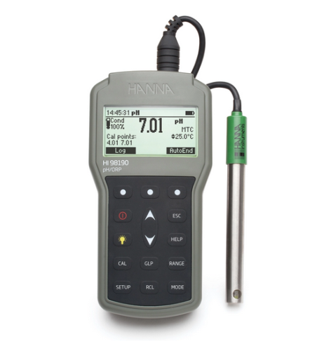 pH/ORP Meter, Professional Waterproof with pH Electrode, Case & Solutions, Hanna Instruments, HI98190