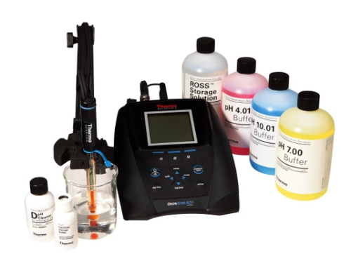 Star A214 pH/ISE/mV/Temperature Multiparameter Benchtop Meter Kit, with Stand, Probes & Solutions, Orion STARA2145