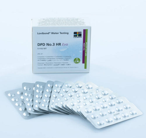 DPD NO.3 HR EVO Tablets for Chlorine Testing, 250 Tests EA, Lovibond, 511921BT