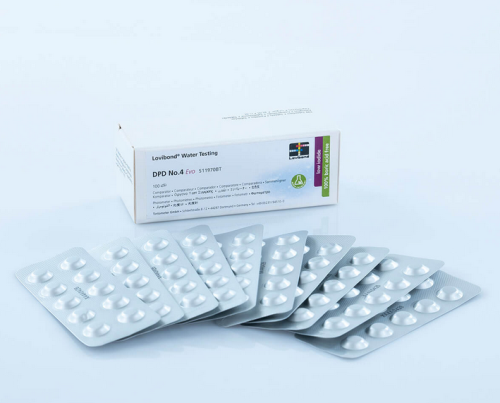 DPD NO.4 EVO Tablets for Chlorine Testing, 100 EA, Lovibond, 511970BT
