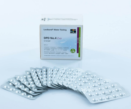 DPD NO.4 EVO Tablets for Chlorine Testing, 500 EA, Lovibond, 511972BT