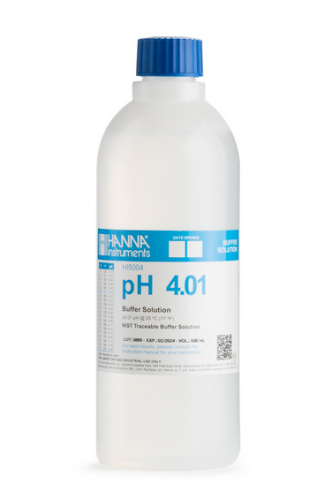 pH 4.01 Buffer Technical Calibration Solution with Certificate of Analysis 500 mL, Hanna Instruments, HI5004