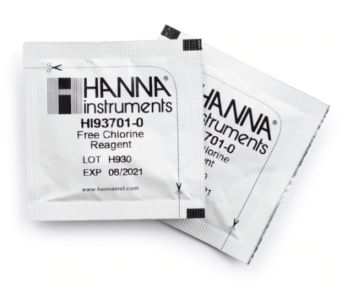 Free Chlorine Powder Reagent Kit, DPD Method, Package of 100 Tests, Hanna Instruments, HI93701-01