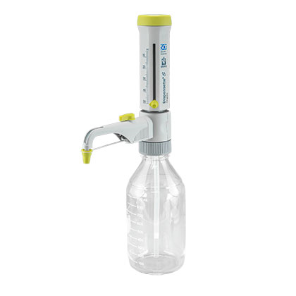 Adjustable Dispensette S Organic Bottletop Dispenser, Analog, with Recirculation Valve, 10 to 100 mL, Brandtech Scientific, Inc, 4630171
