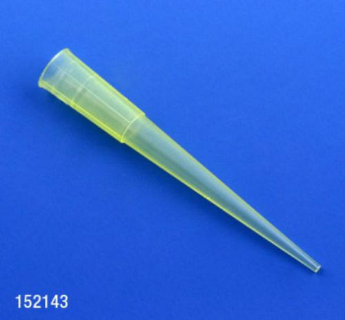 Pipette Tip, 1 - 200 microliter, Yellow, Eppendorf Style, 1000/PK, Globe Scientific, 151143