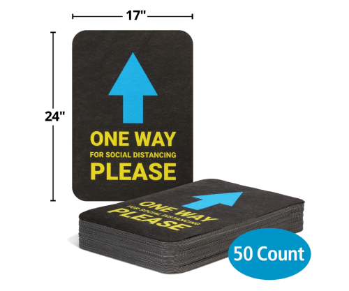 One-Way Directional Arrow Floor Sign & Marker, 50/PK