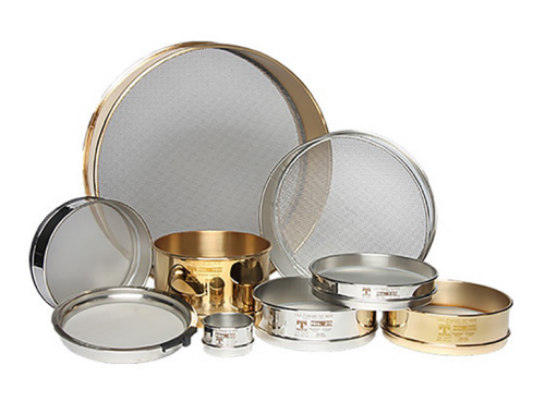 Sieve, 8 in. diameter with No. 635 Mesh, Brass Frame, Stainless Steel Mesh, Full Height, W.S. Tyler, 2524