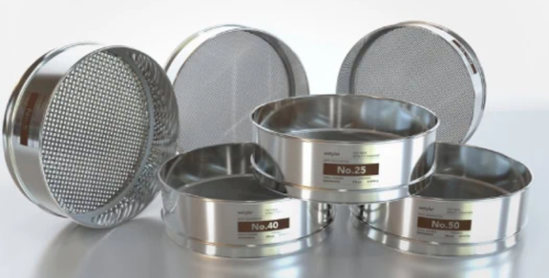Sieve, 18 in. Diameter, Full Height, Stainless Steel Frame with Stainless Steel Mesh and Backing Cloth, US # 325, W.S. Tyler, 7553
