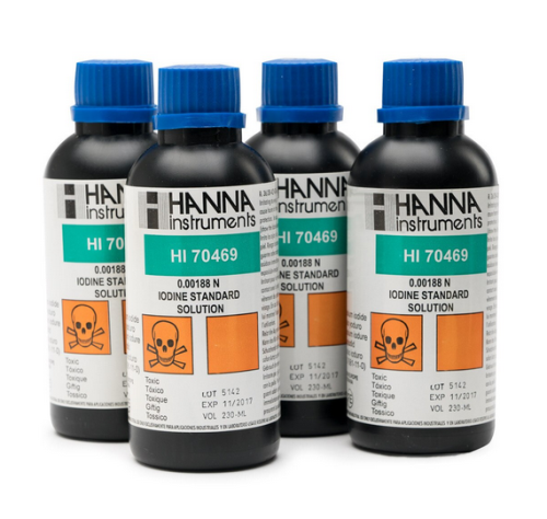 Iodine Standard Solution, 0.00188 N, 4 x 250 mL, Hanna Instruments, HI70469