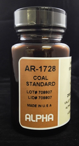 Coal Standard, Proximate Values, Certificate of Analysis Provided with Each, AR1728