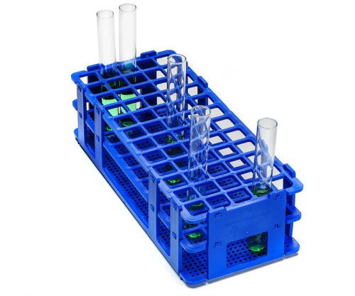 No -Wire Test Tube Rack, f/13-16 mm Tubes, 60-Place, Blue, Autoclavable, Bel Art Products,
