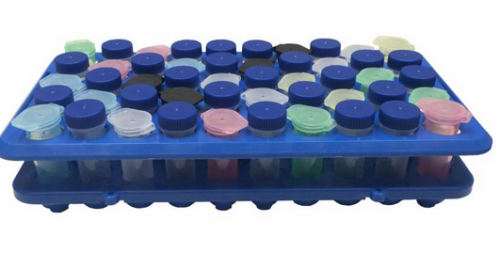 Rack, for 50 x 5 mL Centrifuge Macrotubes, Plastic, Use with Snap-Cap or Screw Cap Tubes, MTC Bio, C2592