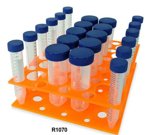 Rack, Centrifuge Tubes Sizes 30 x 10 or 15 mL and 20 x 25 or 50 mL, Orange, 5/PK, MTC Bio, R1070