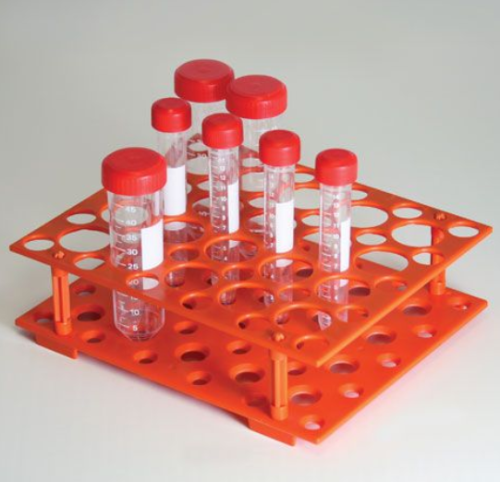 Centrifuge Tube Rack for 15 and 50 mL Tubes, ABS Plastic, Orange, 456930