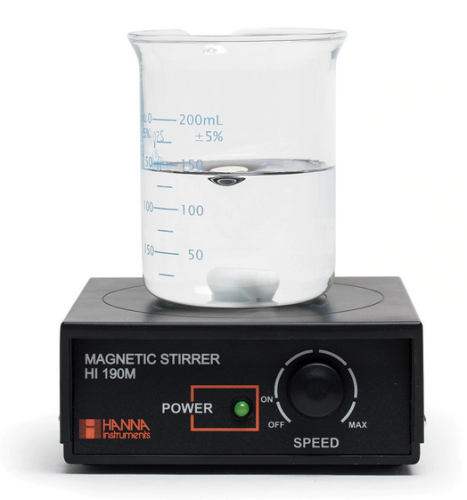 Magnetic Mini-Stirrer, Plastic Cover, 4.8 x 4.8 in., 1 L Capacity, 110/115 V, Hanna Instruments, HI190M-1
