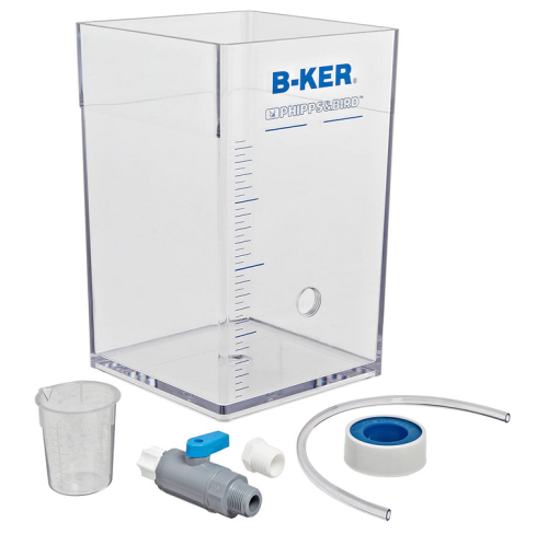 B-KER2, Complete, Square Lab Jar, Molded Acrylic, 50 mL Gradient Marks, with Ball Valve