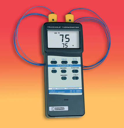Traceable Dual-Channel Thermometer, Range is 58.0 to 1999 F and 50.0 to 1230 C x 0.1, Antylia, 4029