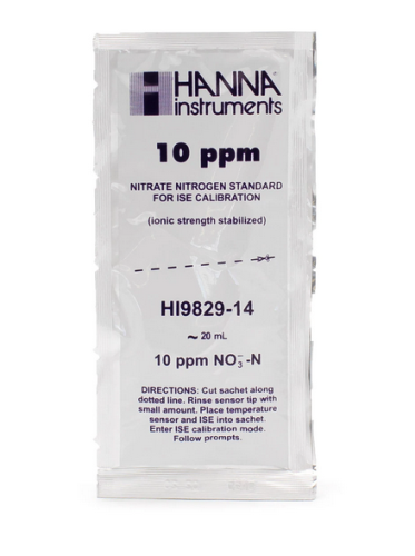 10 ppm Nitrate Standard (as N)  for HI 7609829-12 Nitrate ISE (Non-Regulated), Hanna Instruments, HI9829-14