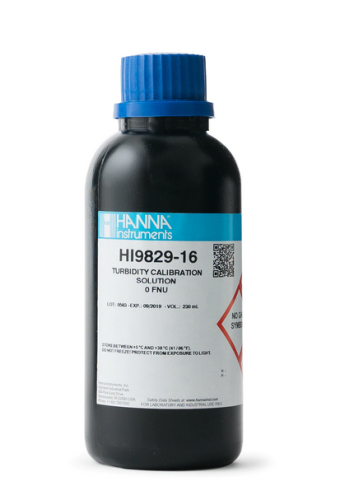 Turbidity Calibration Solution, 0 FNU, Bottle of 230 mL, (Non-Regulated) Hanna Instruments, HI9829-16