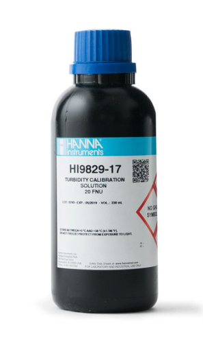 Turbidity Calibration Solution, 20 FNU, Bottle of 230 mL, (Non-Regulated), Hanna Instruments, HI9829-17