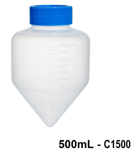Centrifuge Tubes, Large Volume, 500 mL, Polypropylene with High-Density Polyethylene Plug-Type Screw Caps, Sterile, 40/CS (8 Bags of 5 Tubes), MTC Bio, C1500