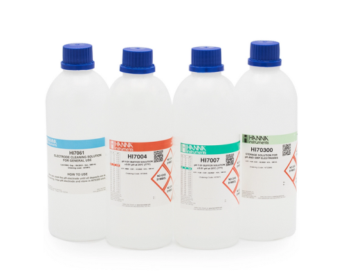 General pH Calibration Bundle, pH 4 & 7 with Cleaning & Storage Solutions, Hanna Instruments, HI547-11PB