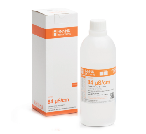 84 µS/cm Conductivity Standard, 500mL Bottle, Hanna Instruments, HI7033L