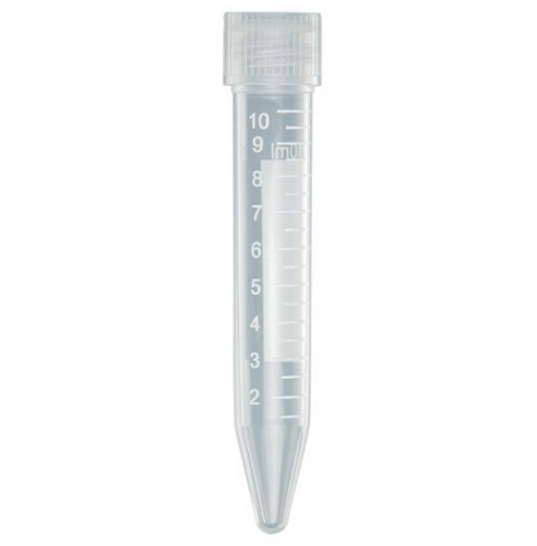 Centrifuge Tube, 10 mL, with Separate Natural Screw Cap, Polypropylene, Printed Graduations, Non-Sterile, 1000/CS (2 Bags of 500), Globe Scientific, 6292