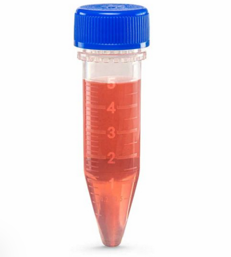 Diamond Midi Centrifuge Tube, 5.0 mL, Polypropylene, Assembled Blue Screw Cap, Graduated, STERILE, 200/CS (10 Bags of 20), Globe Scientific, 111580BS