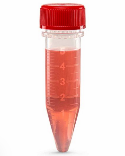Diamond Midi Centrifuge Tube, 5.0 mL, Polypropylene, Assembled Red Screw Cap, Graduated, STERILE, 200/CS (10 Bags of 20), Globe Scientific, 111580S