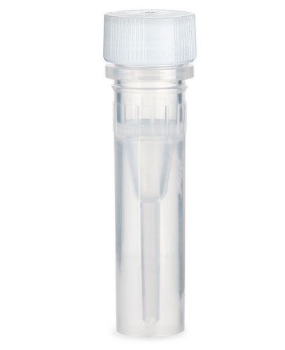Microtube, 0.5 mL, Self-Standing, Attached Screwcap for Color Insert, with O-Ring, STERILE, Polypropylene, 1000/CS (2 Bags of 500), Globe Scientific, 111700