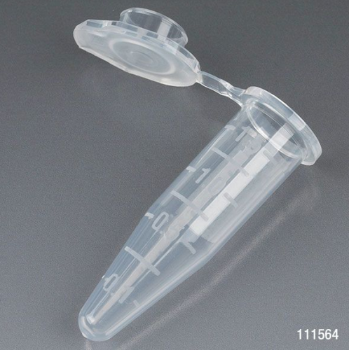 Microcentrifuge Tube, 0.5 mL, Polypropylene, Attached Snap Cap, Graduated, Assorted Colors, Certified, Stand Up Ziplock Bag, Non-Sterile, 10000/CS, Globe Scientific, 111554AST
