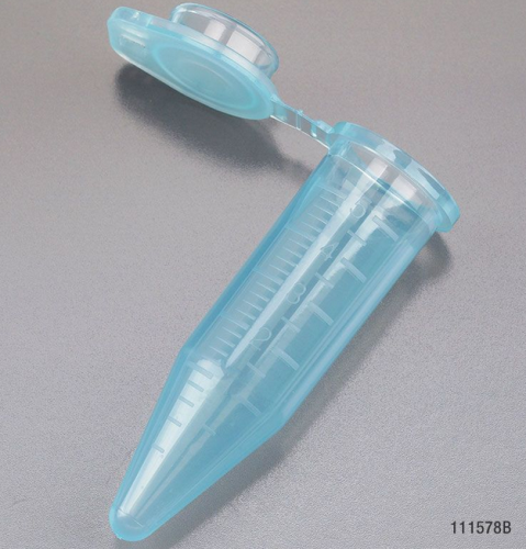 Diamond Midi Centrifuge Tube, 5.0 mL, Polypropylene, Attached Snap Cap, Graduated, Blue, Non-Sterile, 2000/CS (10 Boxes of 4 Bags of 50), Globe Scientific, 111578B