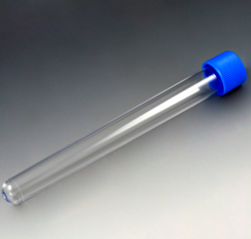 Test Tube with Attached Blue Screw Cap, 16 x 150 mm, 20 mL, Polystyrene, 500/CS, Globe Scientific, 6160