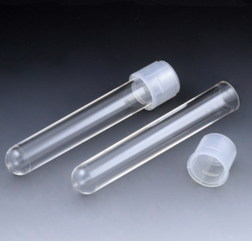 Culture Tube, 12 x 75 mm, 5 mL, Polystyrene, STERILE, Attached Dual Position Cap, 500/CS (20 Bags of 25), Globe Scientific, 110428