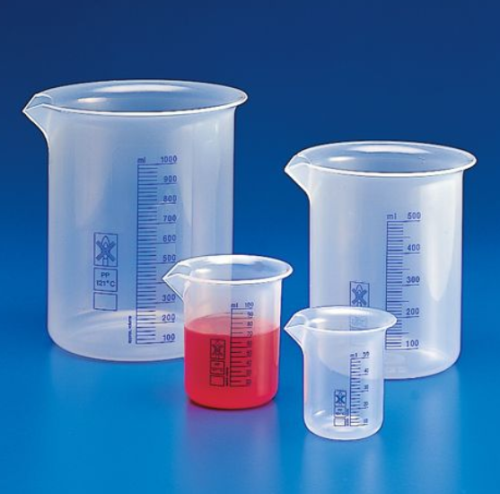 Beaker, Polypropylene (PP), Printed Graduations, 50 mL, 20/CS, Globe Scientific, 601822