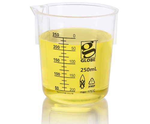 Beaker, Diamond Essentials, Griffin Style, Low Form, Printed Graduations, Polymethylpentene (PMP), 250 mL, 36/CS, Globe Scientific, 3652-250