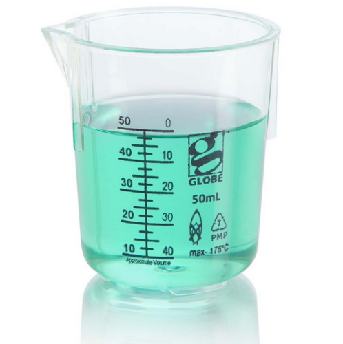 Beaker, Diamond Essentials, Griffin Style, Low Form, Printed Graduations, Polymethylpentene (PMP), 50 mL, 48/CS, Globe Scientific, 3652-50