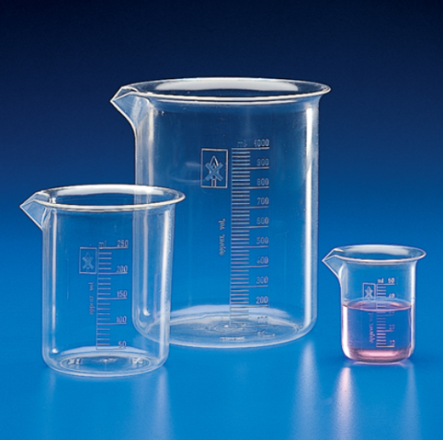 Beaker, Polymethylpentene (PMP) (TPX), Molded Graduations, 100 mL, EA, Globe Scientific, 601543-1