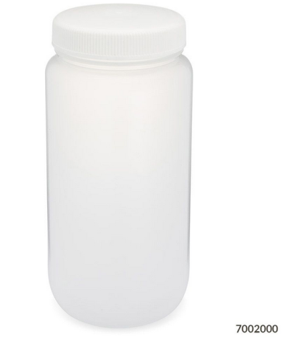 Bottle, Wide Mouth, Large Format, Polypropylene (PP) Bottle, Attached Polypropylene (PP) Screw Cap, 2 L (0.5 Gallons) 6/CS, Globe Scientific, 7002000