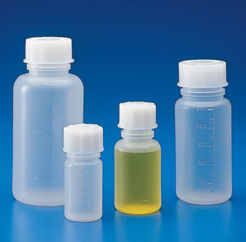 Bottle with Screwcap, Wide Mouth, Polypropylene (PP), Graduated, 100 mL, 100/CS, Globe Scientific, 601623