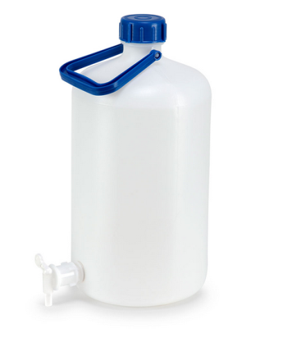 Carboy with Spigot, High-Density Polyethylene (HDPE), Heavy-Duty, 10 L, EA, Globe Scientific, 601662