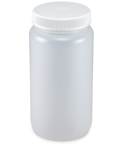 Bottle, Wide Mouth, Low-Density Polyethylene (LDPE) Bottle, Attached Polypropylene (PP) Screw Cap, 2 L, (0.5 Gallons), 6/CS, Globe Scientific, 7022000