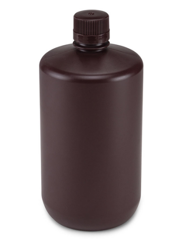 Bottle, Narrow Mouth, Amber Polypropylene (PP) Bottle, Attached Polypropylene (PP) Screw Cap, 2 L (0.5 Gallons), 6/CS, Globe Scientific, 7052000AM