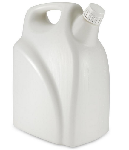 Jerrican, Rectangular with Handle, High-Density Polyethylene (HDPE), 10 L, White Polypropylene (PP) Screwcap, Molded Graduations, 6/CS, Globe Scientific, 7190010