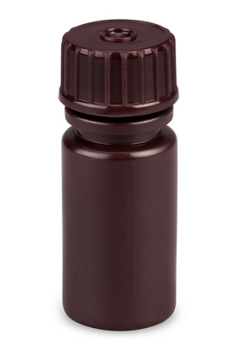 Bottle, Narrow Mouth, Boston Round, Amber High-Density Polyethylene (HDPE) with Amber Polypropylene (PP) Closure, 4 mL, Bulk Packed with Bottles and Caps Bagged Separately, 2000/CS, Globe Scientific, 7560004AMBKS