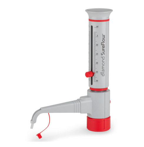Bottle Top Dispenser, Diamond SureFlow, Standard, 2.5 mL to 30.0 mL, 0.5 mL Increments, Globe Scientific, GBTD-30
